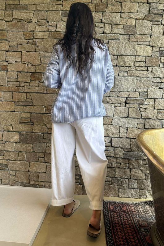 Nantucket Ruffle Blouse Dark Denim